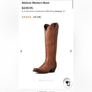 Ariat Women's Abilene Light Tan Square Toe Tall Cowboy Boots	Sz 7